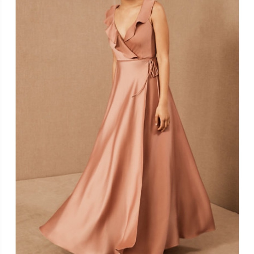BHLDN Tansy Satin Charmeuse Maxi Bridesmaid Dress- Sedona Sunset in size 8